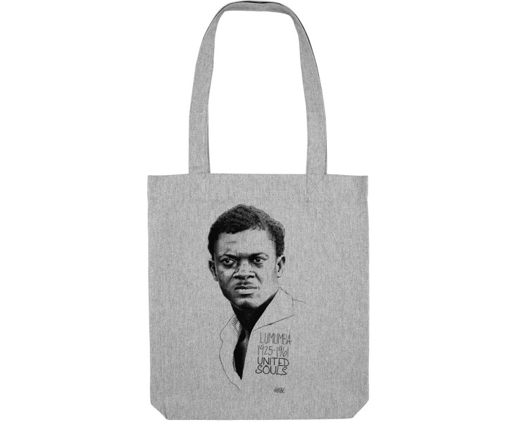 Tote bag écologique Patrice Lumumba Classic - couleur gris